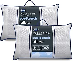 Silentnight Wellbeing Cool Touch Pillows 2 Pack – Luxury Cooling Pillows Helping Prevent Overheating and Night Sweats Cooling Pad– Medium Support for Back and Side Sleepers – Pack of 2