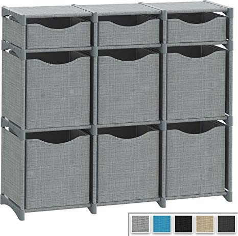 9 Cube Organizer | Set of Storage Cubes Included | DIY Closet Organizer Bins | Cube Organizers and Storage Shelves Unit | Closet Organizer for Bedroom, Playroom, Livingroom, Office, Dorm (Grey)