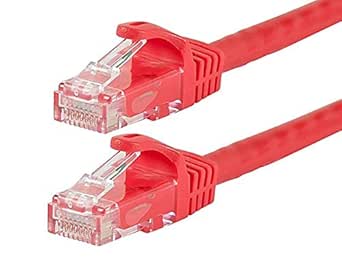 Monoprice Flexboot Cat6 Ethernet Patch Cable - Network Internet Cord - RJ45, Stranded, 550Mhz, UTP, Pure Bare Copper Wire, 24AWG, 7ft, Red