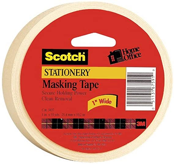 Scotch(R) Home and Office Masking Tape , 1 Inch x 55 Yards,Tan (3437)