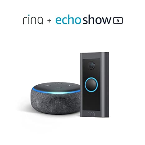 Ring Video Doorbell Wired with Echo Dot (3rd Gen, Charcoal)