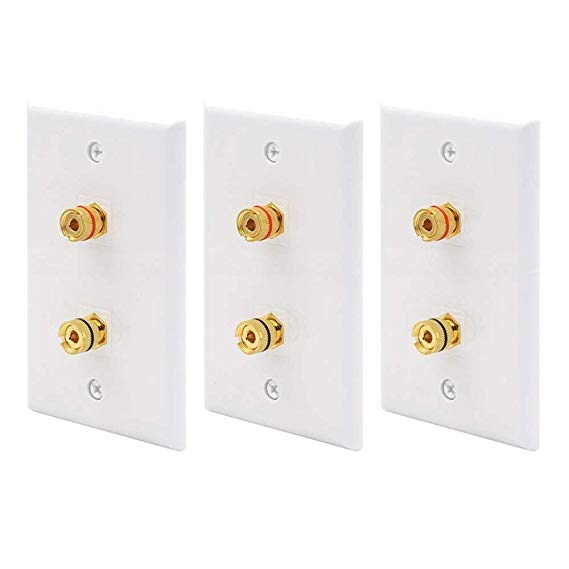 VCE 3-Pack Premium 2 Connector Banana Wall Plate,Banana Plug Binding Post Wall Plate for Speakers