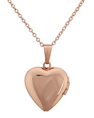 Heart Shape Locket Pendant Necklace Keep Lover Photo with 18-Inches Cable Chain