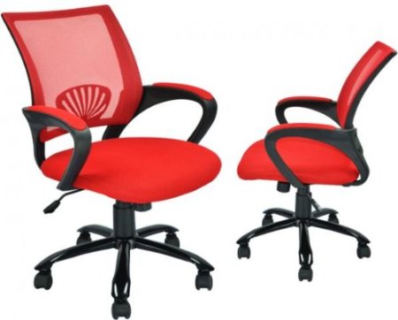 Sets of 2 Ergonomic Mesh Computer Office Desk Task Chair w/Metal Base H12 Red