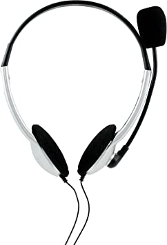 ONN Universal Stereo Headset Headphones with Microphone and Adjustable Headband, Compatible with Laptops Laptop Computers and VOIP, White (Non-Retail Packaging)