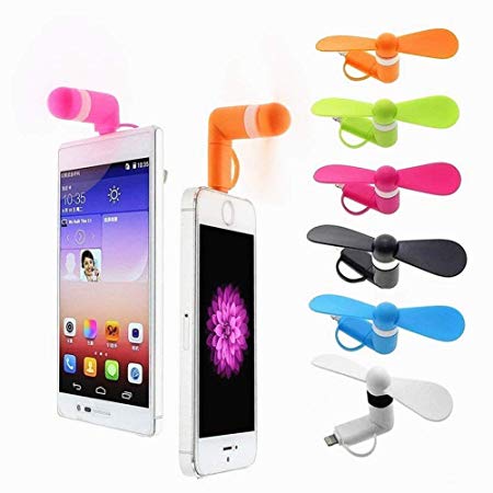 Mini Cell Phone Fan - Colorful and Powerful 2-in-1 Fan for iPhone/iPad/Android Smartphone/Tablet - Cell Phone Summer Accessories - (6-Pack)