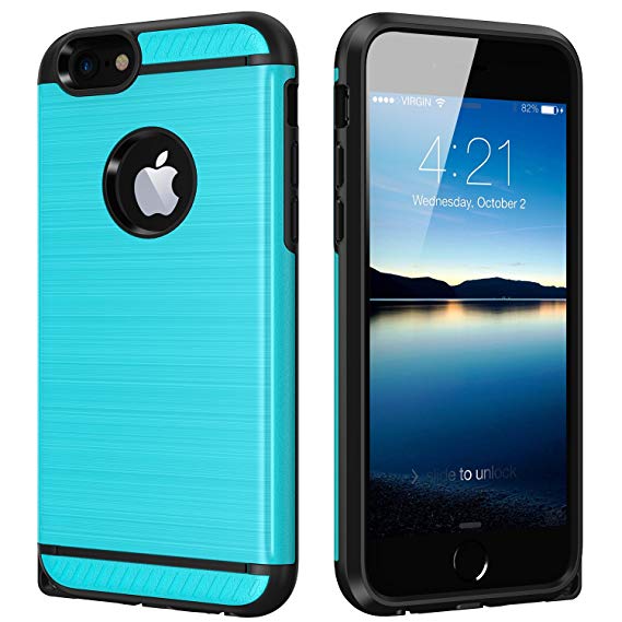 iPhone 6S Plus Case iPhone 6 Plus Case CHTech Shock Absorption Dual Guard Protection Brushed Metal Texture Series Protective Case cover for Apple iPhone 6/6S Plus-Blue