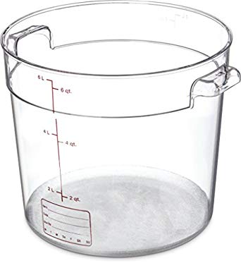 Carlisle 1076507 StorPlus Polycarbonate Round Container, 6 Quart Capacity, Clear