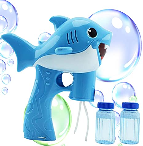 Toysery Shark Bubble Gun for Kids, Light-Up Bubble Blaster Toy with Easy Refill Bubble Solution, Lights and Sound, Perfect Bubble Machine Toy for Toddlers Boys, Girls, Outdoor Activities and More