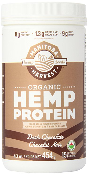 Manitoba Harvest Organic Hemp Protein, Plant Based Protein Powder, Chocolate Flavor, 454 g Tub