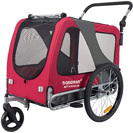 DOGGYHUT Premium Pet Bike Trailer & Stroller for Small,Medium or Large Dogs,Bicycle Carrier (Gray, Large)