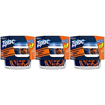 Ziploc Brand NFL Chicago Bears Twist 'n Loc Containers, Small, 3 Count of 2 Container