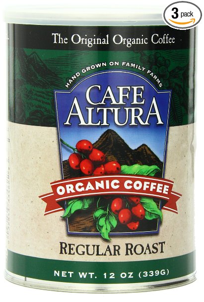 Cafe Altura Ground Organic Coffee, Regular Roast, 12 Ounce (Pack of 3)
