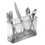 InterDesign Forma Flatware Organizer Brushed Stainless Steel and Clear