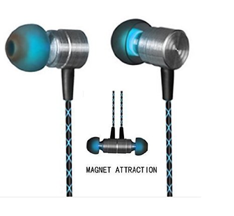 Earphones,[Upgrade Version]Magnet Attraction In-Ear Hi-fi Earbuds Heaphones headset with Mic Stereo Bass with 3.5mm Jack (Green)