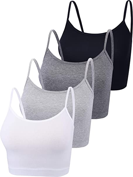 4 Pieces Basic Crop Tank Tops Sleeveless Racerback Crop Sport Cotton Top for Women