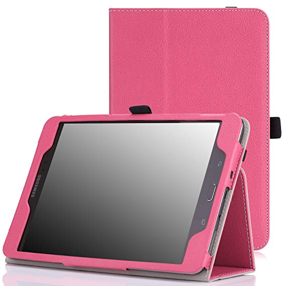 MoKo Samsung Galaxy Tab A 8.0 2015 Case - Slim Folding Cover Case With Auto Wake / Sleep and Stylus Pen Loop for Galaxy Tab A 8.0 Tablet SM-T350 2015 Release (NOT FITS 2017 Tab A 8.0), MAGENTA