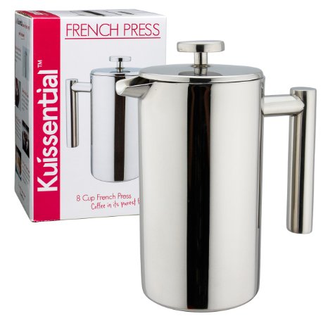 Kuissential 8-Cup Stainless Steel French Press (Coffee Plunger, Press Pot, Cafetiere)
