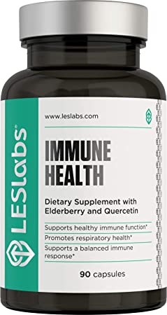 LES Labs Immune Health, Immune Support Supplement for Respiratory Health & Overall Wellness with Elderberry, Quercetin, Olive Leaf & Turmeric, 90 Capsules
