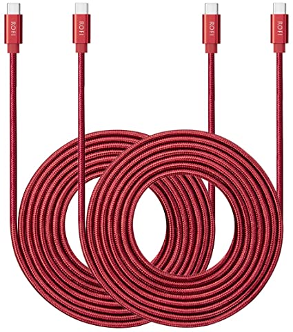 USB C to USB C Cable, RoFI [2Pack 2FT] 60W Power Delivery Fast Charge Type C Cord Compatible with MacBook Pro/iPad Pro/Galaxy S20/Microsoft Surface/Google Pixel and Other USB C Device (2 Feet, Red)