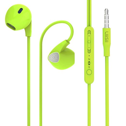 Earbuds, Uiisii U1 Earphones with Microphone and Volume Control for Running Travel, Compatible with iPhone 6/6s/6 Plus/6s Plus/iPhone 5/5c/5s, iPad/iPod, Smartphones, Samsung, HTC, MP3/4 (Green)
