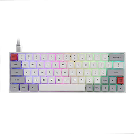 EPOMAKER GK64X RGB Hotswap 60% Mechanical Keyboard with Split Spacebar Module, Fully Programmable for Gamers (Gateron Black Switch, Grey White)