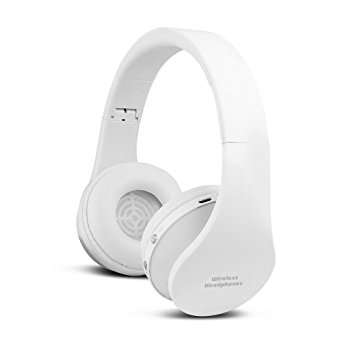FX-Victoria Over Ear Headphone, Wireless Headphones with Bluetooth Function, Stereo Foldable Headset with Built in Microphone and Volume Control, On Ear Stereo Wireless Headset, White