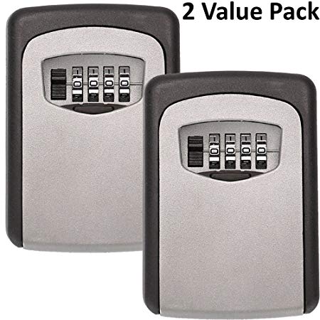 Tekmun Realtor Wall Mount Key Lock Box with 4-Digit Combination Made of Weather Resistant Steel for Indoors or Outdoors Holds up to 5 Keys
