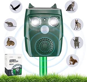 Répulsif Chat Exterieur, Répulsif Chat Ultrason Solaire, Ultrason Anti Chats, Charge de Solaire USB, Répulsif Animaux pour Chats, Pigeon, Lapin, Oiseaux, Renard, etc 3 Modes