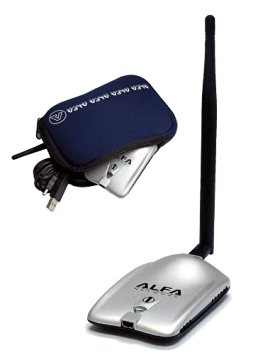 Alfa AWUS036H 1000mW 1W 802.11b/g High Gain USB Wireless Long-Rang WiFi Network Adapter with 5dBi Antenna and carrying case - For Wardriving & Range Extension -