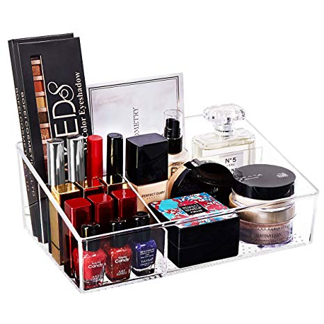 YOUDENOVA Acrylic Clear Makeup Organizer Tray Cosmetic Bathroom Storage Vanity Tray Holder