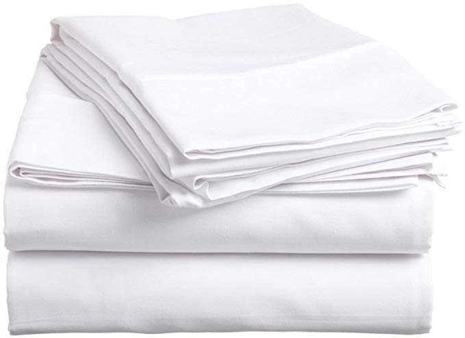 Egyptian Cotton 4 Piece Sheet Set 600 Thread Count Super King Size ( 36 CM) Pocket Depth, White Solid