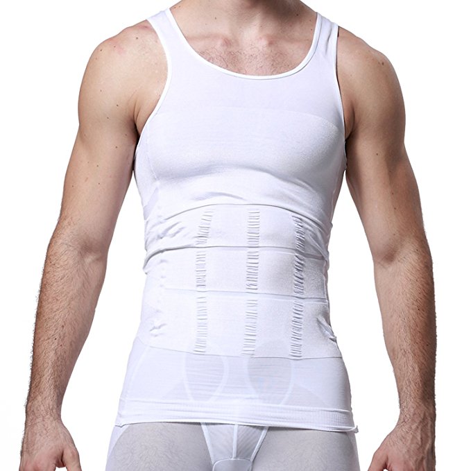 GKVK Mens Slimming Body Shaper Vest Shirt Abs Abdomen Slim