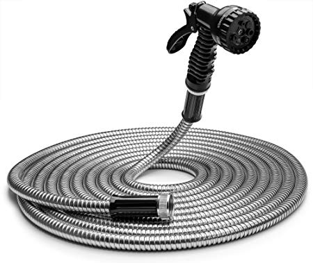 Tiabo Metal Garden Hose 100ft 304 stainless steel super flexible cool to the touch all weather hose