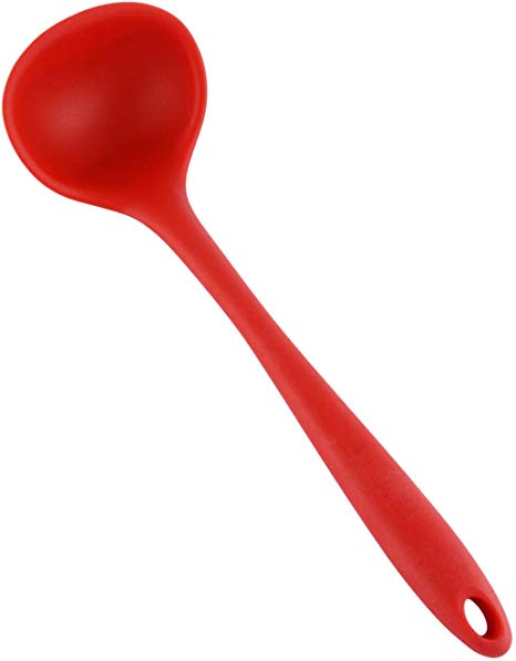 Silicone Ladle Spoon, Heat Resistant Soup Ladle Scoop with Solid Coating Handle