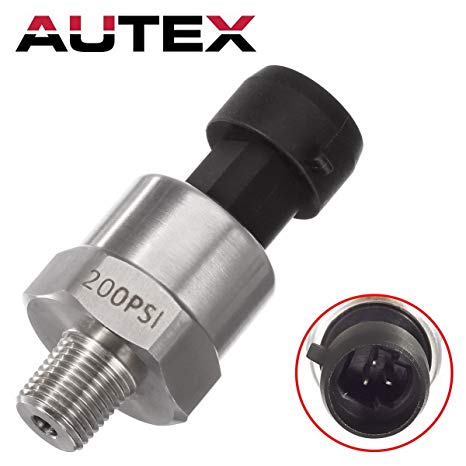 AUTEX 1 pc 200 Psi Stainless Steel Pressure Transducer Pressure Sender Pressure Transmitter Sensor compatible with Oil Fuel Air Water Diesel Gas
