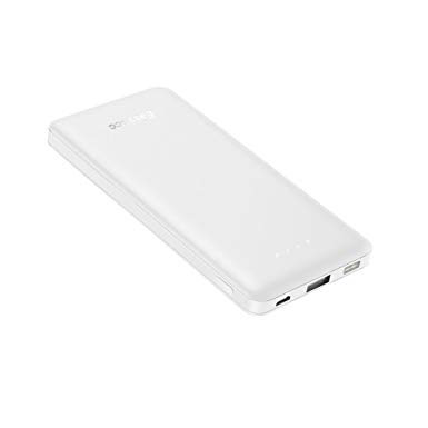 EasyAcc Slim Power Bank 10000mAh, QC Quick Charge 10000 Portable Charger, Ultra Compact External Battery, Lightweight Battery Pack for Android, Galaxy S8/S7,iPhone X/8/7 plus and more - White