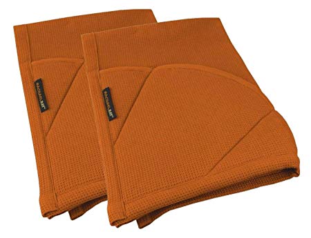 Rachael Ray Multifunctional 2-in-1 Moppine, Ultra Absorbent Kitchen Towel & Heat Resistant Pot Holder Burnt Orange (Pack of 2)