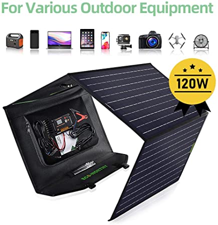 ECO-Worthy Upgrade 120 Watt Foldable Solar Panel Battery Charger Kit for Portable Generator Power Station, with 20A Charge Controller