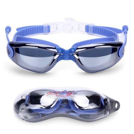 Baen Sendi Swimming Goggles with Siamese Ear Plugs - UV Protection Anti Fog - Best Adult Swim Goggles - Lifetime Guarantee