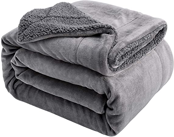 Sivio Faux Fur Sherpa Fleece Blanket King Size 108x90 Inches Grey Plush Throw Blanket Fuzzy Soft Blanket Microfiber for Couch, Bed, Sofa Ultra Luxurious Warm and Cozy for All Seasons
