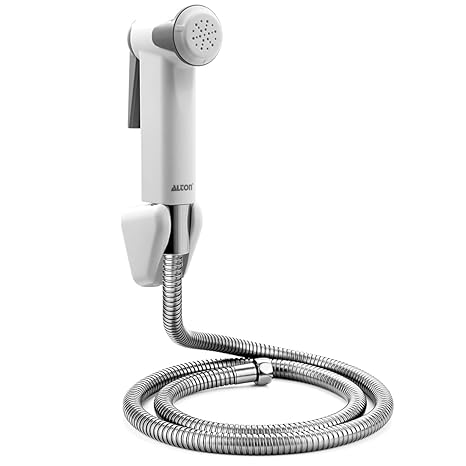 ALTON SHR20140 ABS Health Faucet with SS-304 Grade 1.25 Meter Flexible Hose Pipe and Wall Hook, White (Jet Spray for Toilet)