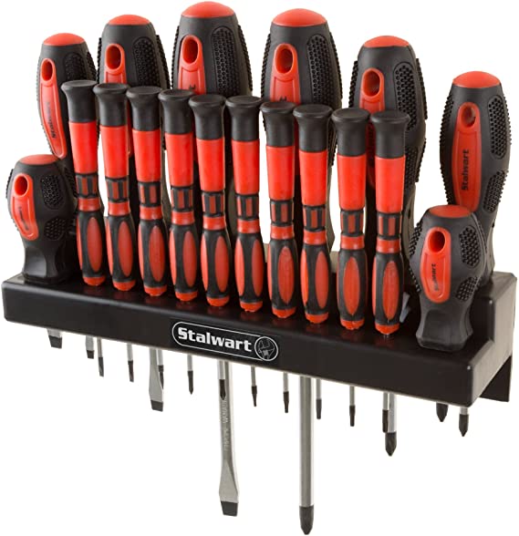 Stalwart 18 Piece Screwdriver Set with Wall Mount and Magnetic Tips-Precision Kit Including Flatheads, Phillips, and Torx Screwdrivers by Stalwart