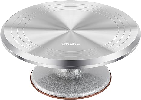 Cake Turntable, Ohuhu Premium Aluminium 12''Cake Stand Decorating Bakery Supplies - BPA-Free Cake Frosting Spinner Spinning Rotating Baking Revolving Lazy Susan Cake Table Turning Decor Gift