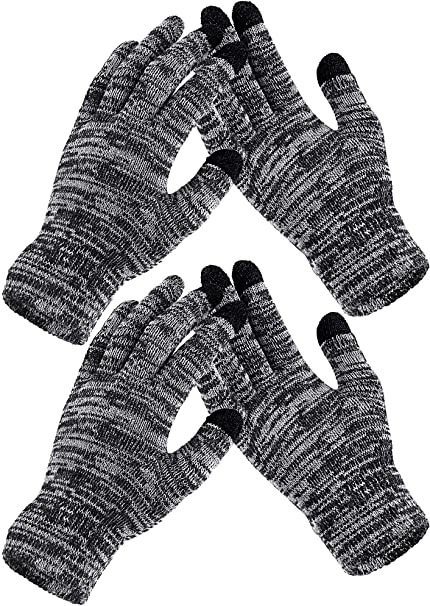 Cooraby 2 Pairs Men or Women's Winter Touch Screen Magic Gloves Warm Knit Gloves Typing Texting Gloves