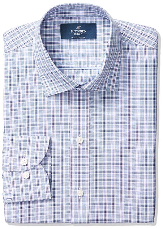 BUTTONED DOWN Men's Slim Fit Non-Iron Dress Shirt (Discontinued Patterns)