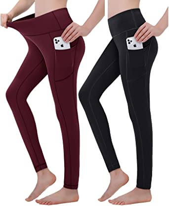 Double Couple Yoga Pants for Women High Waist Leggings with Pockets Tummy Control Soft Non See-Through Sports Pants