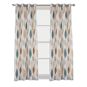 Cherry Home Rustic Curtains With Floral Leaves Blossom Room Darkening Blocking Light Lined Curtains Panel Drapes Bedroom Grommet Top,1 Panel, 52Wx84L Inch