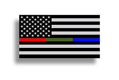 Police Military and Fire Thin Line USA Flag American Flag Sticker Blue Green and Red Stripe for Cars Trucks Cups Laptops Vinyl Window Bumper