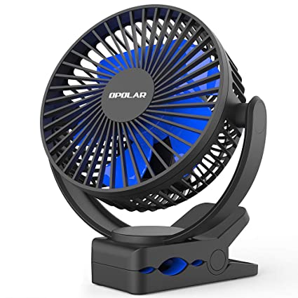 OPOLAR Rechargeable Battery Operated Clip On Fan 5000mAh, Upgrade Quieter & Stronger Wind, 10W Fast Charge, Sturdy Hold Personal Portable Fan for Golf Cart, Office Desk, Chair, Treadmill, Camping